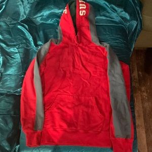 Supreme grey and red hoodie